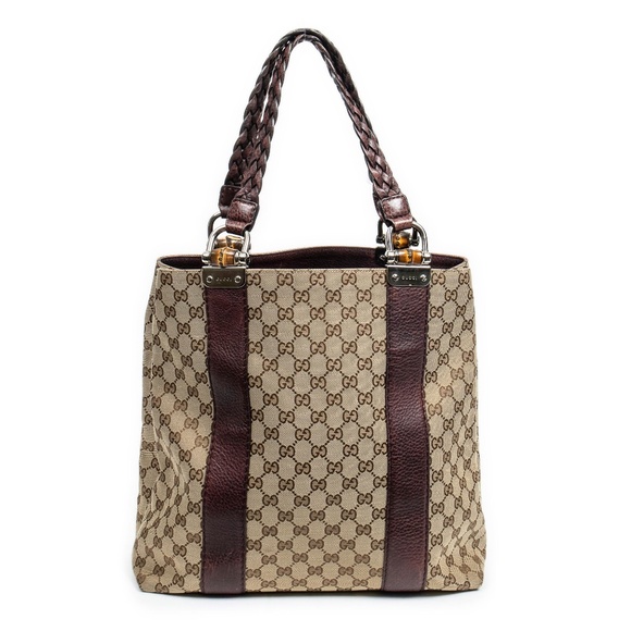 Gucci Vertical Bamboo Bar Shopper Tote Monogrammed Canvas - Picture 5 of 6